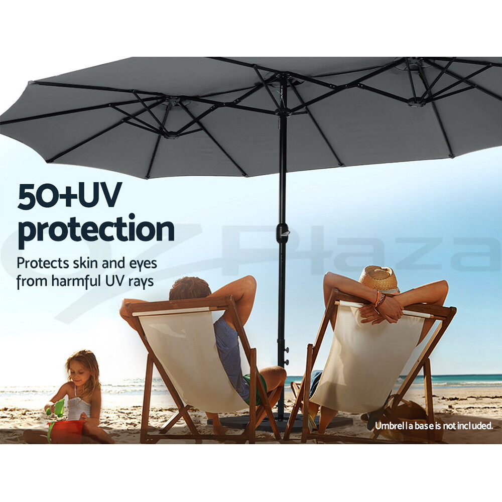 Instahut Outdoor Umbrella Twin Umbrellas Beach Garden Stand Base Sun