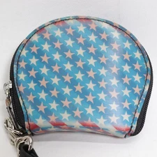 Holographic Mini Wallet Wristlet Red White Blue Stars Stripes Bifold Clutch