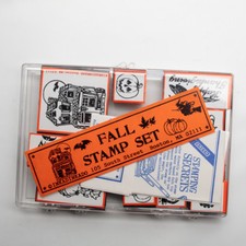 Vintage Inkadinkado Fall Stamp Set Haloween in Box 14 Pcs