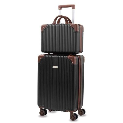 Tresor 2-Piece Black Carry-On Weekender Expandable Spinner Luggage Set