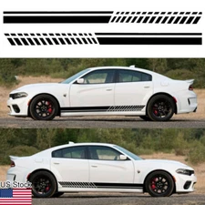 2x Black Racing Stripes Side Door Fender Skirt Decal For Dodge Charger 2006-2021