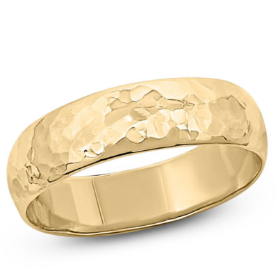 Massiver 10K Gelbgold gehämmerter Ring, Handarbeit 5mm Hammerstruktur Ehering