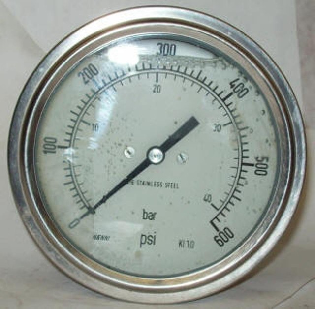 HAENNI 600 PSI 4" Dial Liquid Filled SS Bourdon Pressure Gauge Dro100