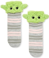 New STAR WARS BABY YODA Ladies COZY SHERPA 3-D SLIPPER SOCKS GRIPPER BOTTOM
