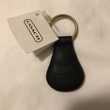 7234 Vintage Coach Sonoma Black Leather Key Fob Holder Key Ring