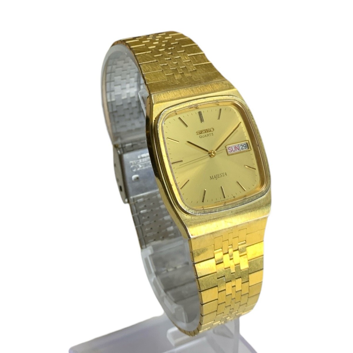 SEIKO Quartz Majesta 9063-5010 DayDate Gold Case Square Men