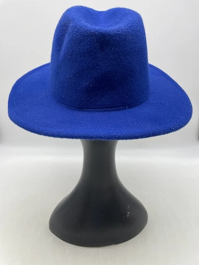 Sombrero Fedora Azul con Forro Estampado de Leopardo Mezcla de Algodón Talla Única Foto 3 de 4