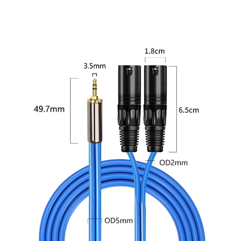Adapter Kabel Klinke 3.5mm auf 2x XLR Male Mischpult Audiokabel 0.75-30m - Bild 2 von 4