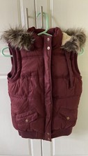 Hudson And Rose London New Look Fur Lined Burgundy Body Warmer Uk 8