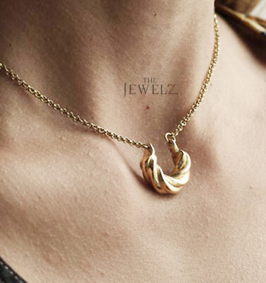 14K massives Gold Twist Anhänger Halskette Vintage Stil - The Jewelz