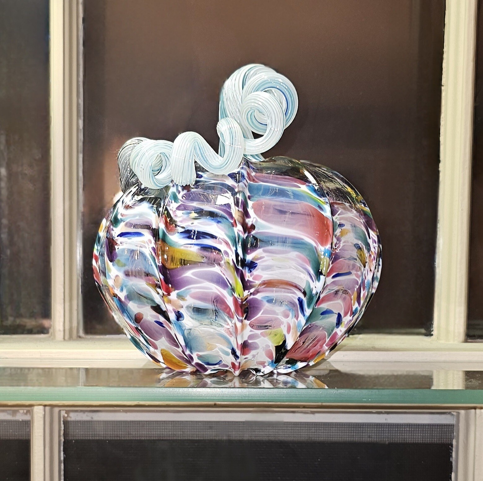 RARE SIGNED 🎉 LUKE ADAMS JUMBO SQUAT CONFETTI GLASS PUMPKIN‼️FREE SAME