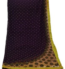 Vintage Purple Dupatta Pure Chiffon silk Long Stole Hand Embroidered Scarves