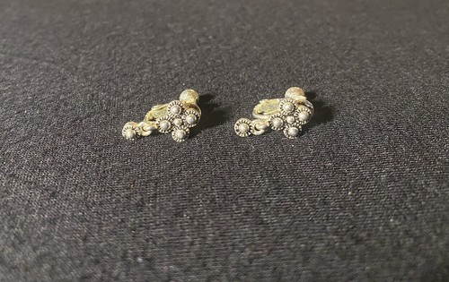 Vintage Napier Ohrhänger silberfarben Schraubverschluss Ohrringe Kreuz wie Design - Bild 2 von 8