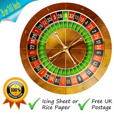 ROULETTE WHEEL CAKE TOPPER PERSONALISED EDIBLE CASINO BIRTHDAY CAKETOPPER