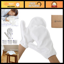 Medium Cotton Mitten Gloves - 3 Pairs for Dry Hands, Eczema Psoriasis Care