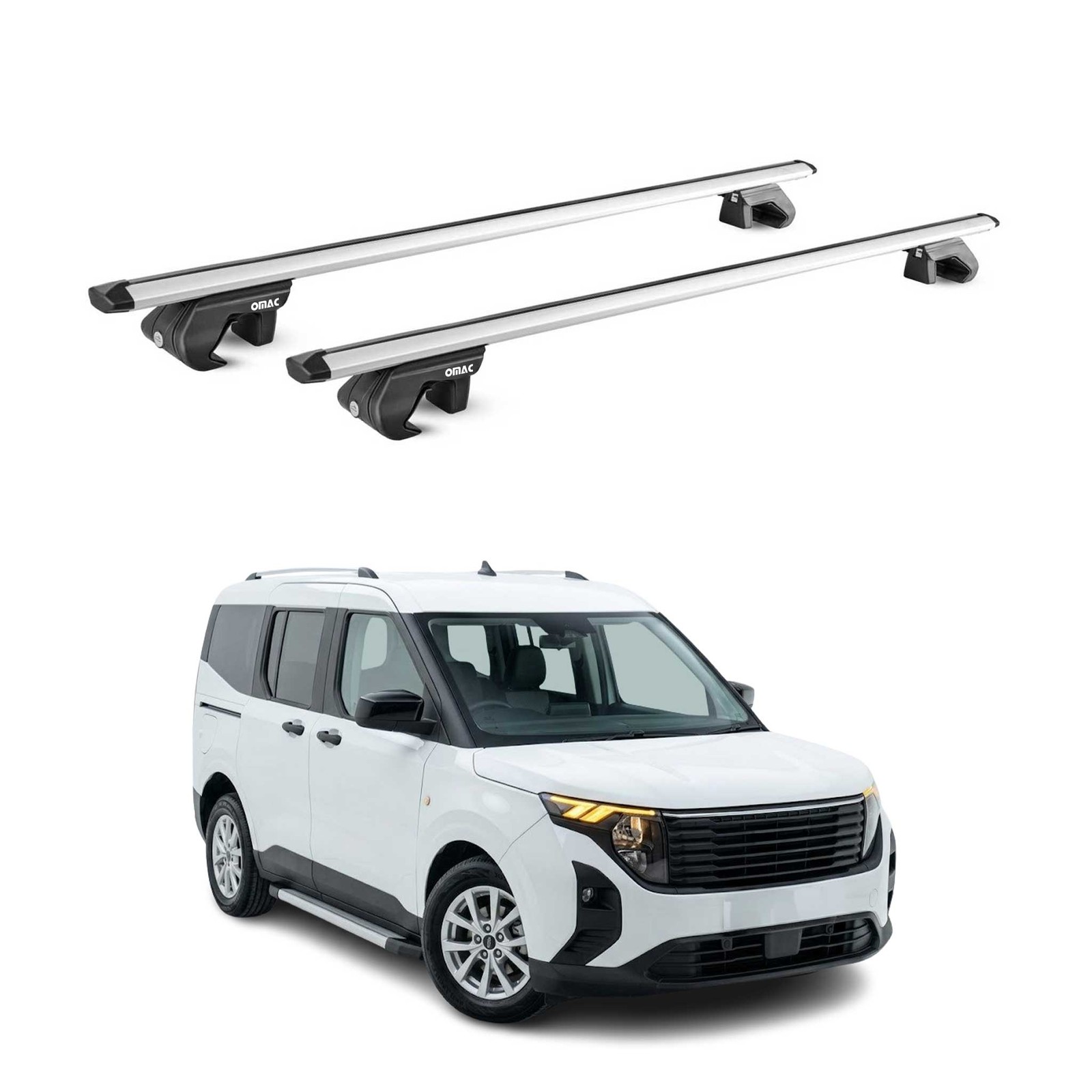 Barres de toit Ford Tourneo Courier II 2023-2026 en alu premium gris 2x