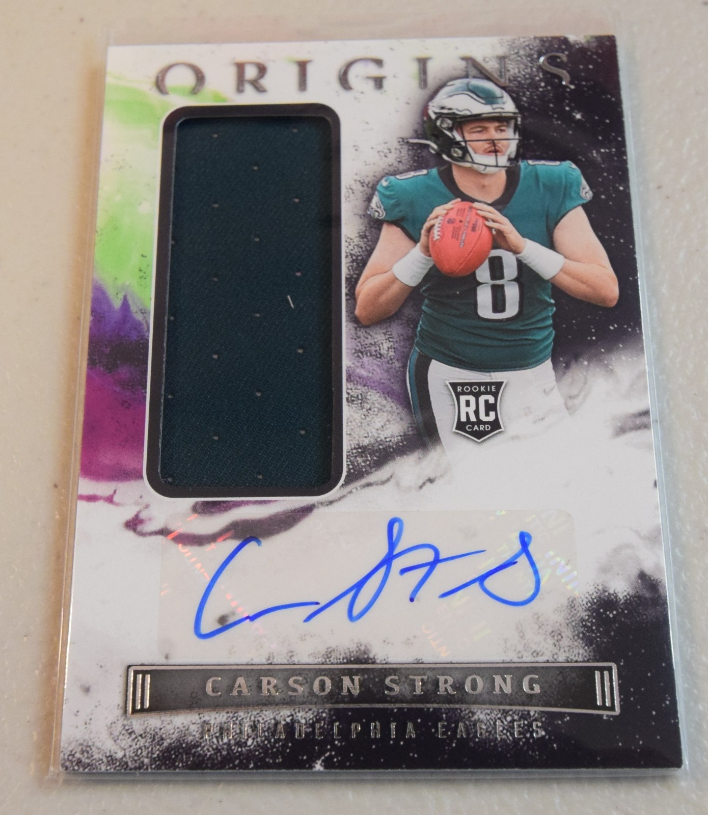 Carson Strong 2022 Panini Origins RPA Jersey Patch RC Auto Eagles