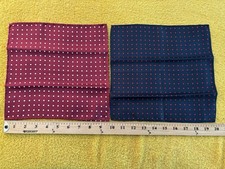 Lot of 2 Polka Dot Pocket Squares 10" Pure Silk Made in UK EUC
