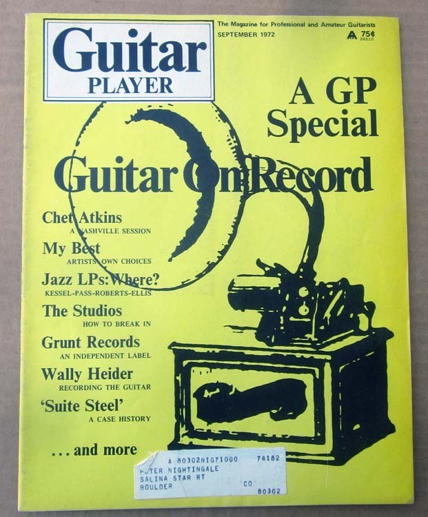 GUITAR PLAYER Magazine..Sep 1972 - GUITAR ON RECORD, Chet Atkins, Grunt Records