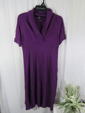 Jones Wear Sweater Dress Size L Purple Cowl Neck Short Sleeve Pull Over