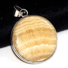 925 Silver Plated Laguna Lace Calcite Pendant Gemstone Size 1.6" MJ