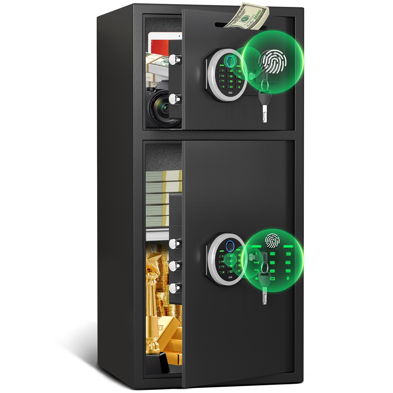 6.5 Cub Extra Large Fingerprint Home Safe Box Fireproof With Adjustable Shelf