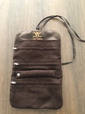 LeVian Jewelry Pouch Roll Bag Holder Brown Beautiful Travel Pouch Tie Closure