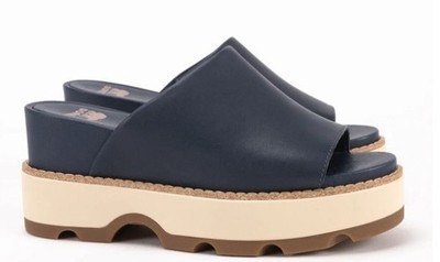New Sorel Joanie IV India Ink Navy Blue Gum Slide Wedge Sandals Women 8.5
