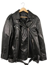 STRADIVARIUS Kunstlederjacke Damen Jacke Gr. DE 42 schwarz extravaganter Stil