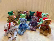 Vintage Ty Beanie Babies Lot 12 Teddy Bears w/ Tags Plush Stuffed Animals