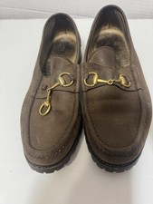Gucci Mens Vintage Horsebit Loafers Lug Sole Brown Size 9.5 D Read 