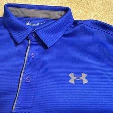 Under Armour Tech Polo Shirt Mens XL Blue Loose Fit Performance Golf Loose Fit