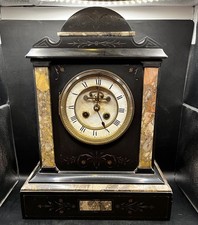Vintage French Black Slate Marble Mantle Clock Brocot Escapement In Dial