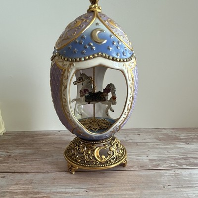 Franklin Mint Spieluhr karussel mit Pferd 24 Karat vergoldet u. Swarowski Steine