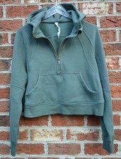 Lululemon Size XS/S Scuba Oversized Half Zip Hoodie Gold Zip Green Forest