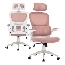 Krzesło obrotowe TRISENS z ergonomicznym oparciem krzesło biurowe białe różowe TR-8018