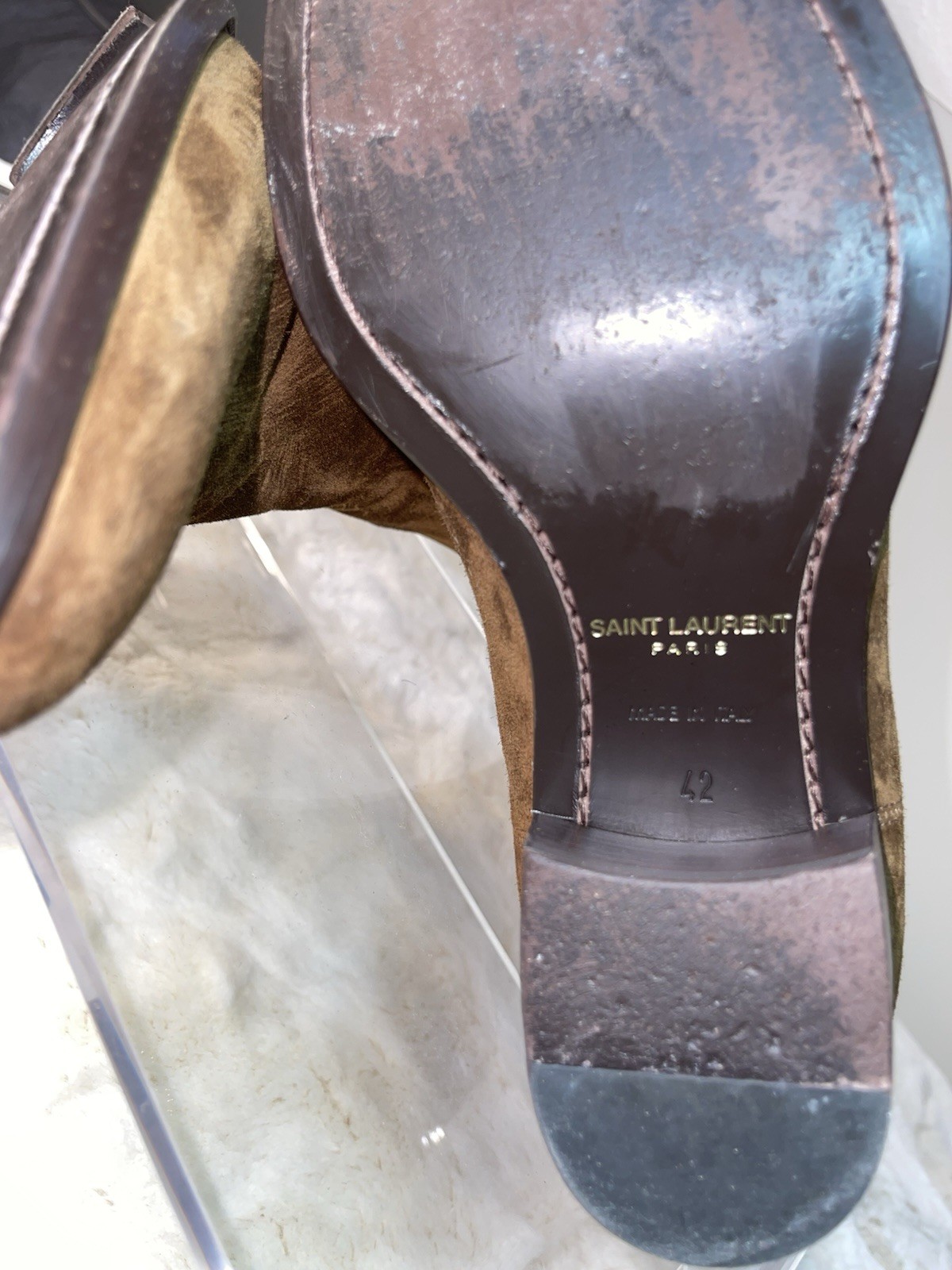 Men’s Saint Laurent Wyatt 30 suede Chelsea Pull On boots in beige Size 42 thumbnail 21