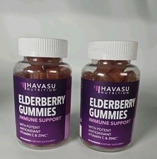 2 Bottles HAVASU Nutrition ELDERBERRY GUMMIES Vit C IMMUNE Support 60ct Exp 4/27