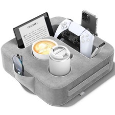 Couch Cup Holder Pillow & Caddy for iPad, Kindle, Game Controllers, Drinks & Rem