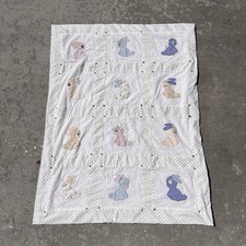 Vtg Handmade Bunny Pattern Baby Quilt