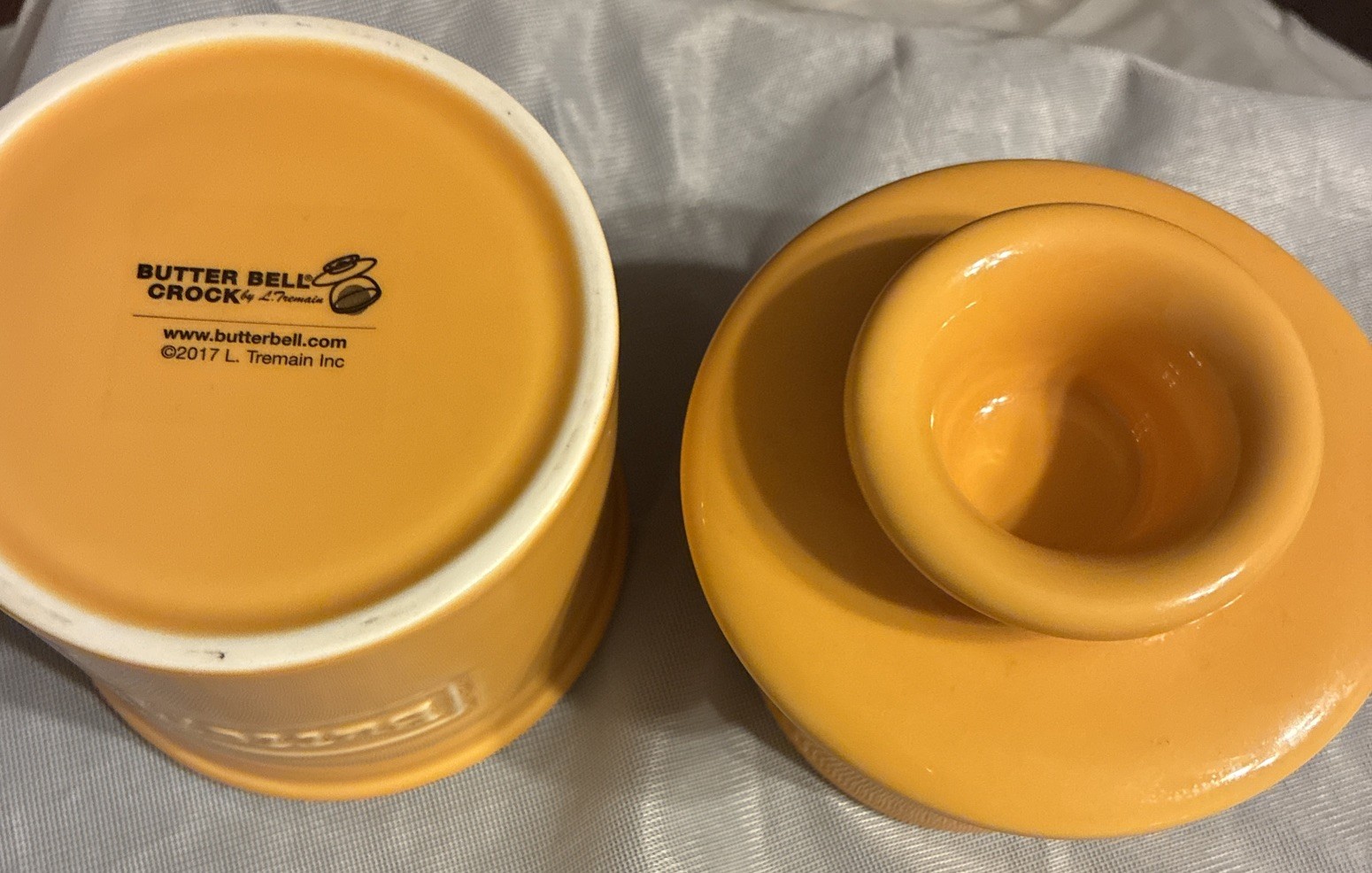 Butter Bell Crock Ceramic Butter Keeper By L.Tremain Bright Yellow Farmhouse