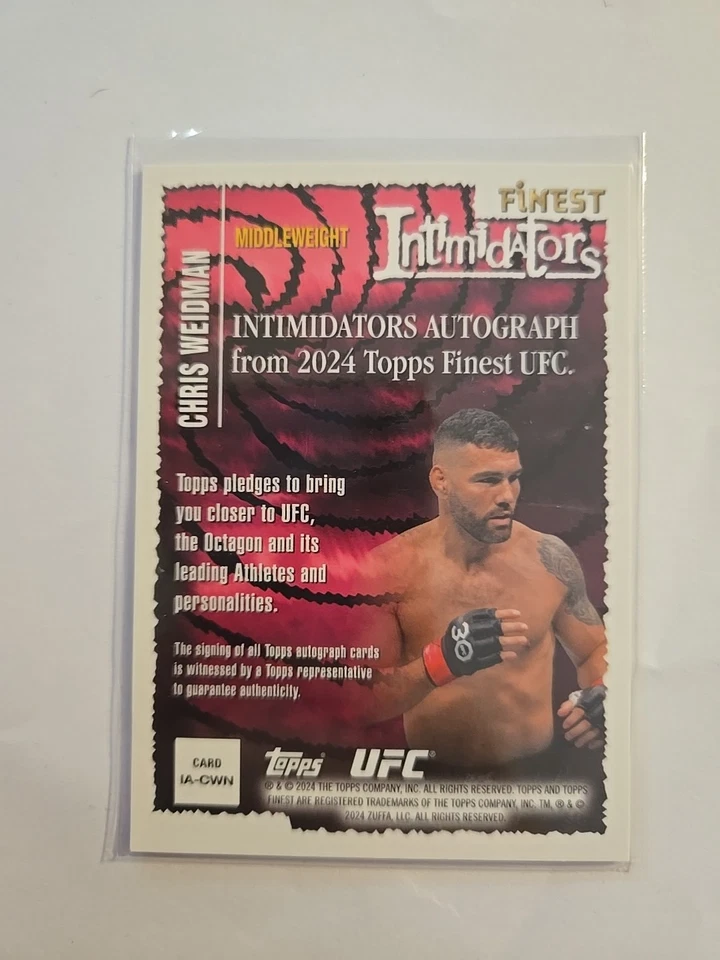 UFC Autograph - Former Champ Chris Weidman. Topps Finest Intimidators - Image 2 of 2