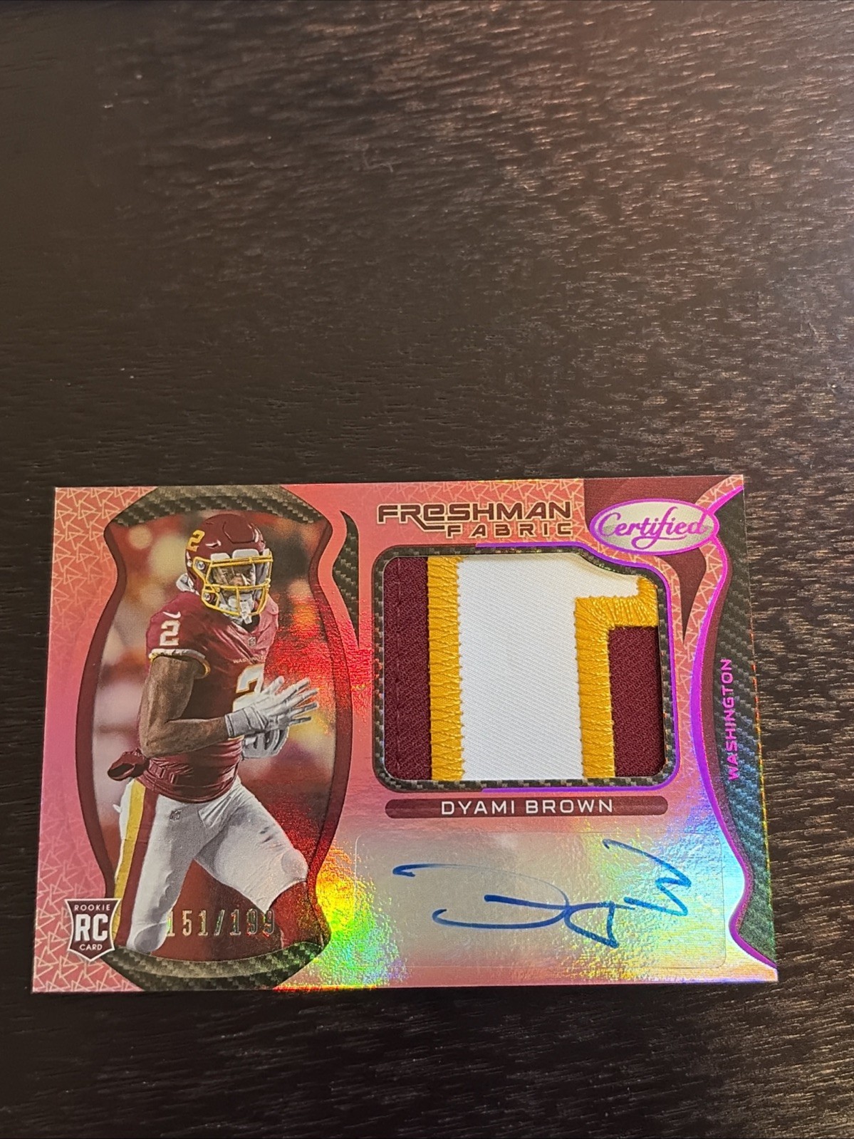 Dyami Brown Panini Certified #223 Autograph Jersey Pink Mirror