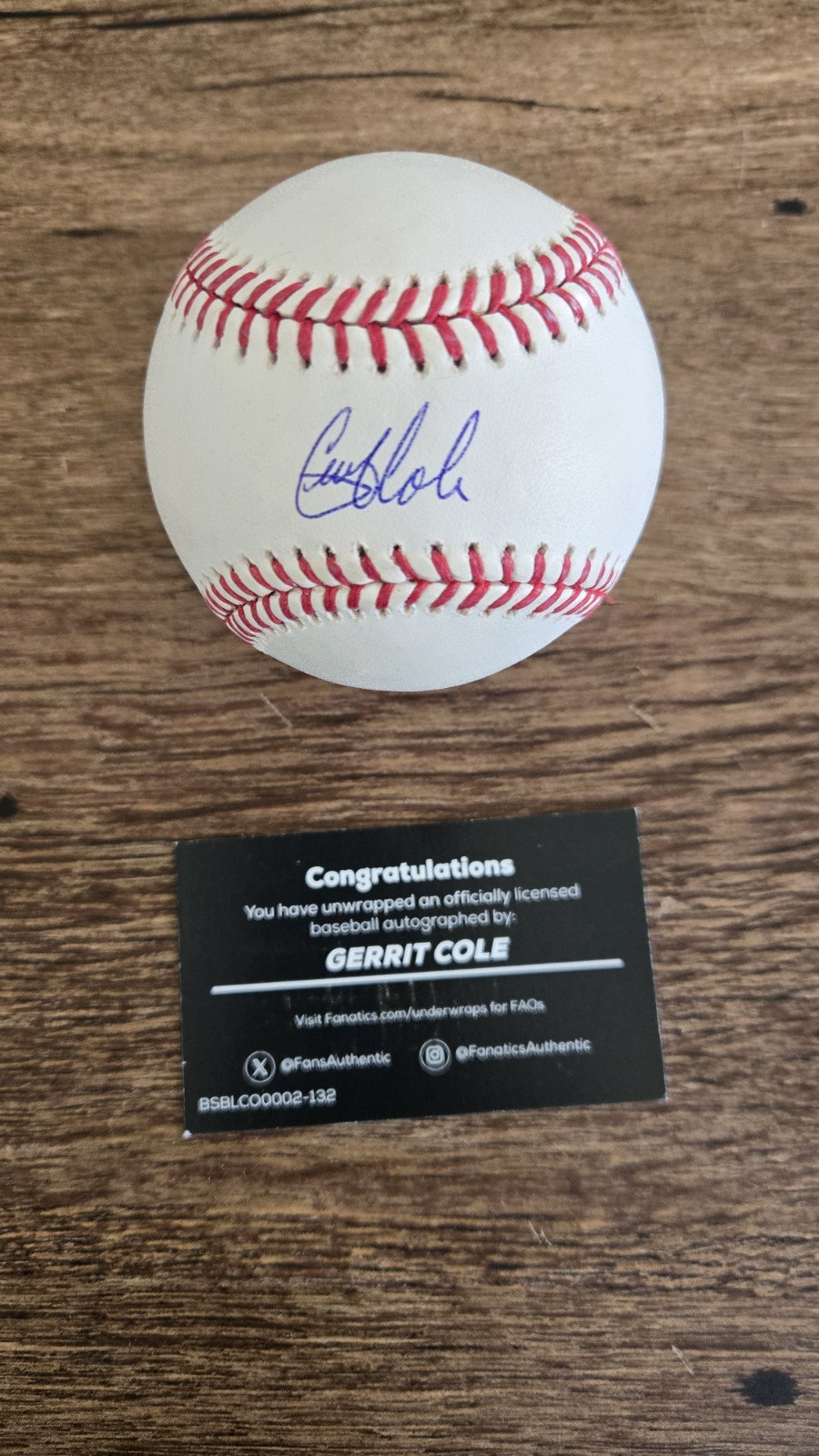 Gerrit Cole Signed Autographed Baseball Fanatics COA MLB Holo COA