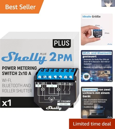 Shelly Plus 2PM | Wlan & Bluetooth 2 Kanäle Smart Relais Schalter 2 Geräte mit 1