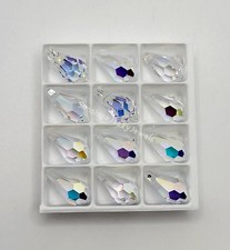 2 or 12pc Swarovski Crystal Clear AB Teardrop 6000 Pendants; 11mm or 13mm