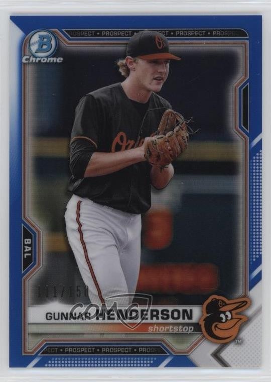 2021 Bowman Chrome Prospects Blue Refractor 111/150 Gunnar Henderson #BCP-49 v9t