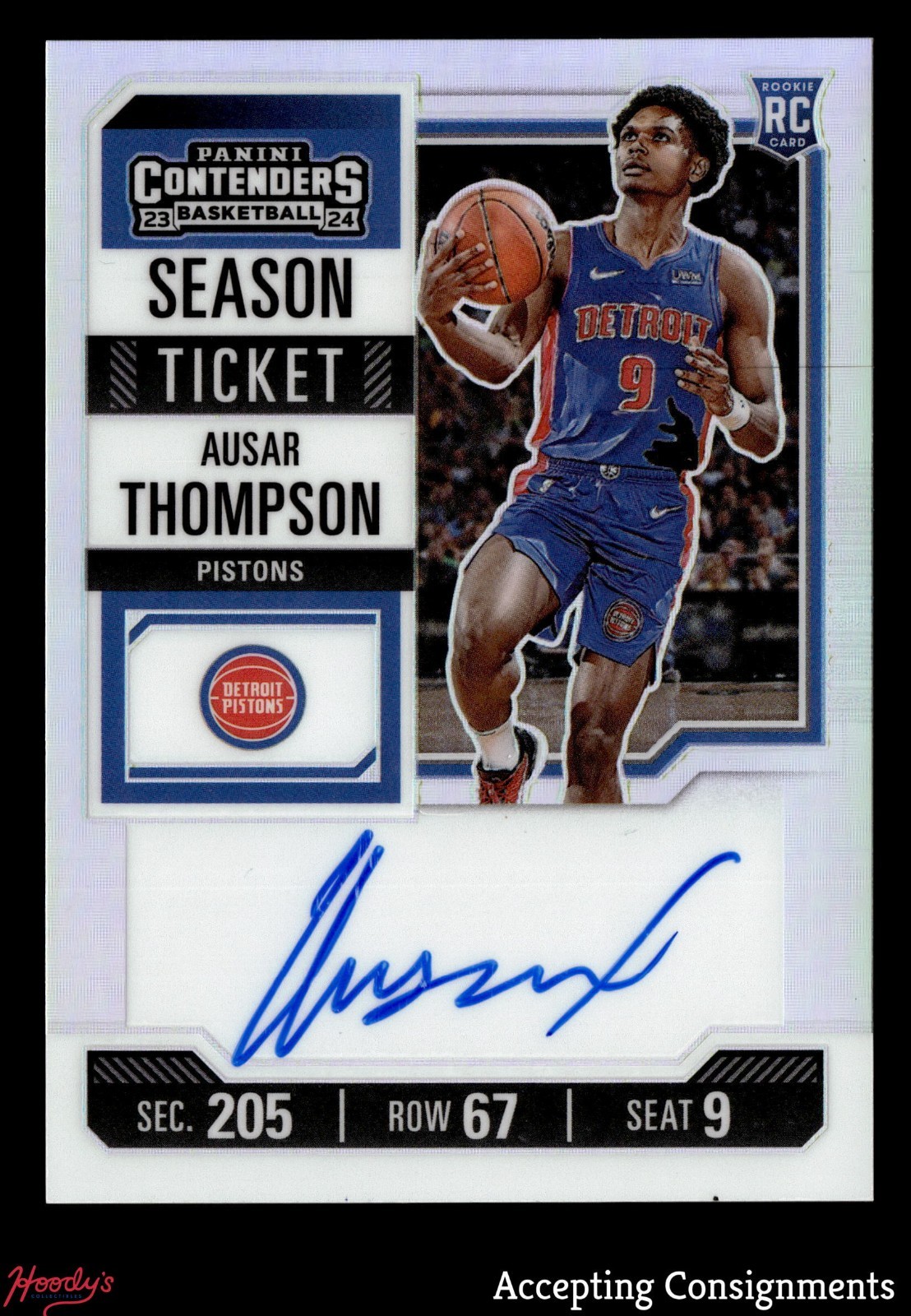 2023-24 Panini Contenders Autograph #133 Ausar Thompson ROOKIE AUTO RC PISTONS