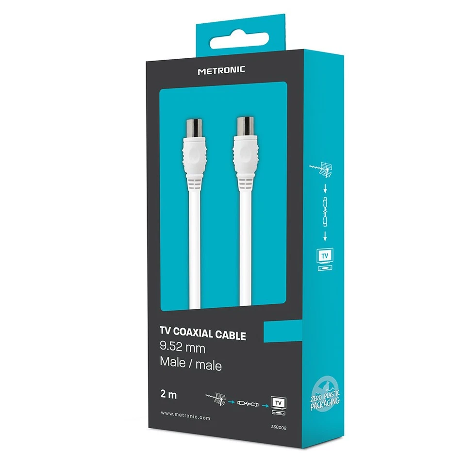 Câble TV coaxial 9,52 mm mâle/mâle 2 m - blanc - Photo 3/3