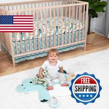 The Peanutshell 4 Piece Nursery Bundle: Crib Sheet  Dinosaur Baby Tummy Time Ma